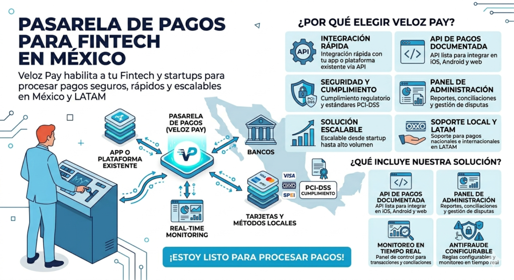 Consultoría en medios de pago para fintech en México — Veloz Pay